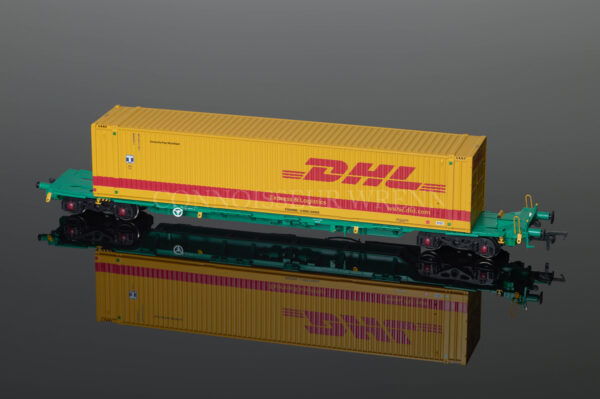 Bachmann Itermodal Bogie Wagon C/W 45Ft Container DHL (x2) ref. 37-305-0